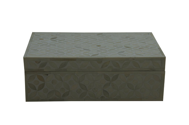 Bone Inlay Box Small - White Geometric