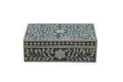 Bone Inlay Box Small - Dark Grey Floral