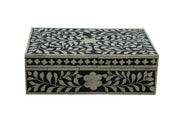 Bone Inlay Box Small - Black Floral