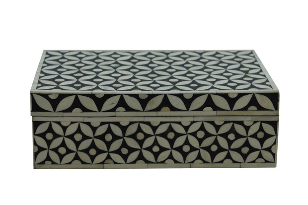 Bone Inlay Box Small - Black Geometric