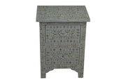 Mother of Pearl Inlay Bedside Table 2 Draw - White Floral