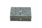 Bone Inlay Box Small - Dark Grey Floral