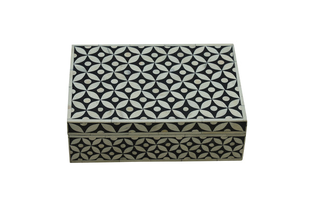 Bone Inlay Box Small - Black Geometric