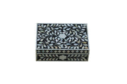 Mother of Pearl Inlay Box Small - Black Floral