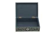 Bone Inlay Box Small - Dark Grey Floral