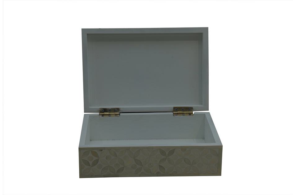Bone Inlay Box Small - White Geometric – Abacus and Hunt