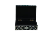 Mother of Pearl Inlay Box Small - Black Floral