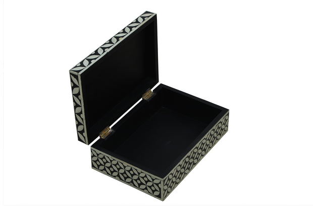 Bone Inlay Box Small - Black Geometric