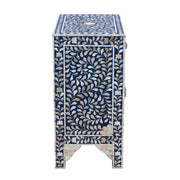 Mother of Pearl Inlay Bedside Table - Indigo Blue - Abacus and Hunt