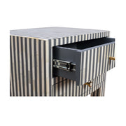 Bone Inlay Bedside Table 2 Drawers -  Grey Stripe