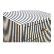 Bone Inlay Bedside Table 2 Drawers -  Grey Stripe