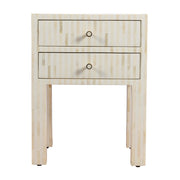 Bone Inlay Bedside Table 2 Drawers -  White Stripe