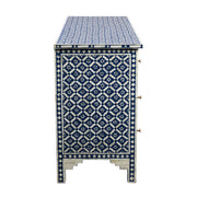 Bone Inlay 7 Drawer Chest of Drawers - Navy Wallpaper