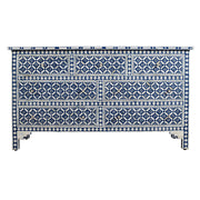 Bone Inlay 7 Drawer Chest of Drawers - Navy Wallpaper