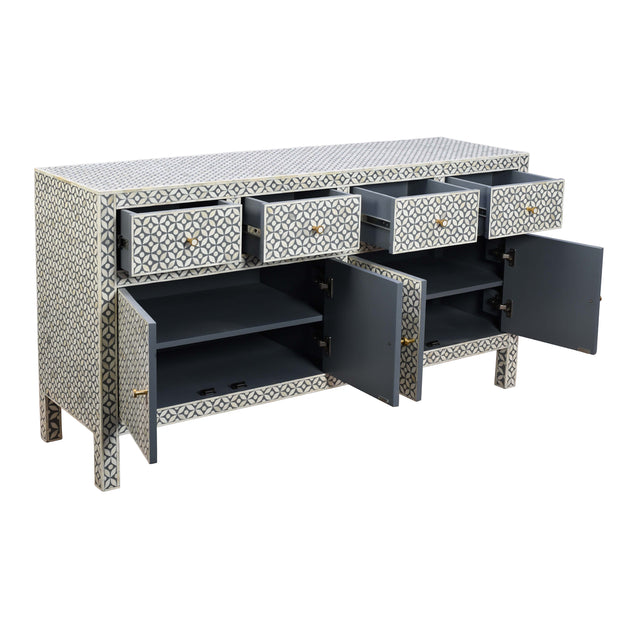 Bone Inlay Buffet - Grey Geometric