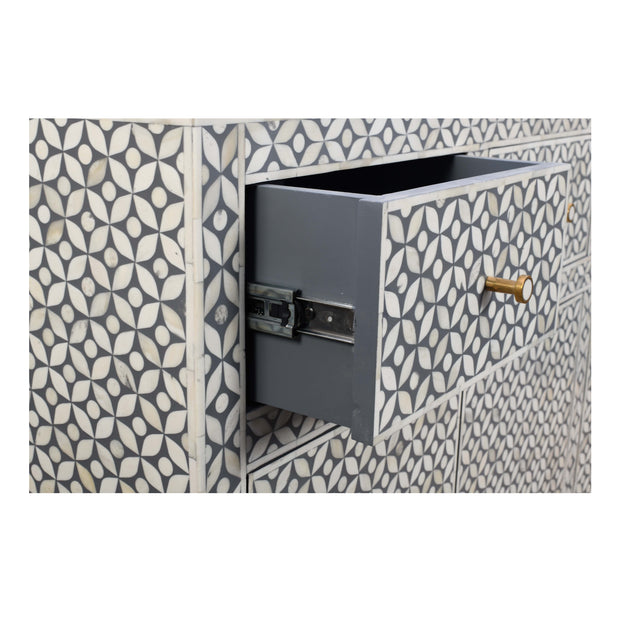 Bone Inlay Buffet - Grey Geometric