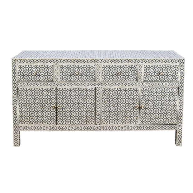 Bone Inlay Buffet - Grey Geometric