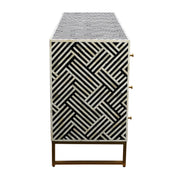Bone Inlay Buffet 9 Drawer Chest - Black Lines