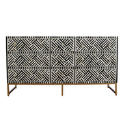 Bone Inlay Buffet 9 Drawer Chest - Black Lines