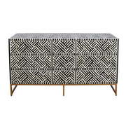 Bone Inlay Buffet 9 Drawer Chest - Black Lines