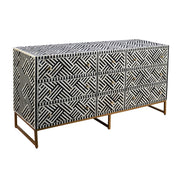 Bone Inlay Buffet 9 Drawer Chest - Black Lines