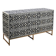 Bone Inlay Buffet 9 Drawer Chest - Black Tribal Arrow