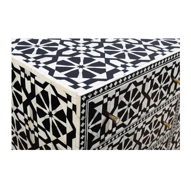 Bone Inlay Buffet 9 Drawer Chest - Black Tribal Arrow