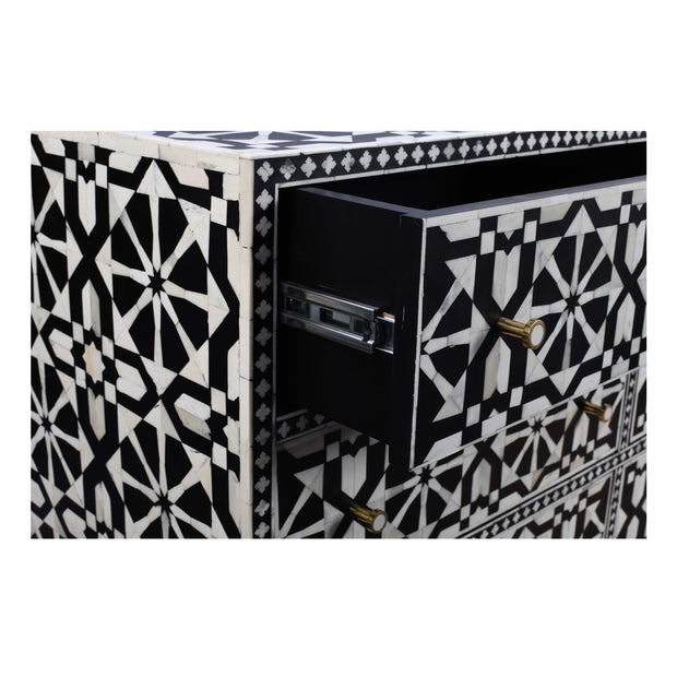 Bone Inlay Buffet 9 Drawer Chest - Black Tribal Arrow