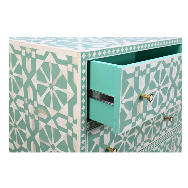 Bone Inlay Buffet 9 Drawer Chest -  Turquoise Tribal Arrow