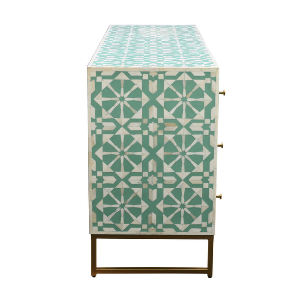 Bone Inlay Buffet 9 Drawer Chest -  Turquoise Tribal Arrow