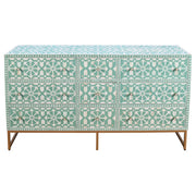 Bone Inlay Buffet 9 Drawer Chest -  Turquoise Tribal Arrow