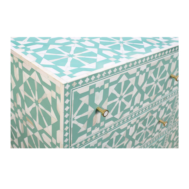Bone Inlay Buffet 9 Drawer Chest -  Turquoise Tribal Arrow