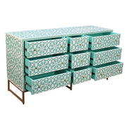 Bone Inlay Buffet 9 Drawer Chest -  Turquoise Tribal Arrow