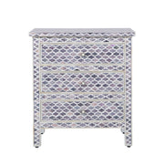 Bone Inlay Large 3 Drawer Bedside - Moroccan Grey