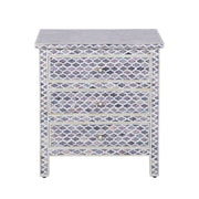 Bone Inlay Large 3 Drawer Bedside - Moroccan Grey