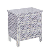Bone Inlay Large 3 Drawer Bedside - Moroccan Grey