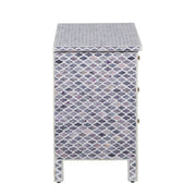 Bone Inlay Large 3 Drawer Bedside - Moroccan Grey
