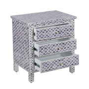 Bone Inlay Large 3 Drawer Bedside - Moroccan Grey