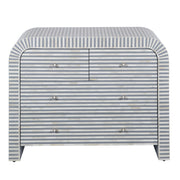 Bone Inlay 4 Drawer Chest of Drawers - Waterfall / Curved - Grey