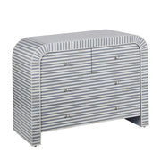 Bone Inlay 4 Drawer Chest of Drawers - Waterfall / Curved - Grey