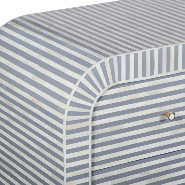 Bone Inlay 4 Drawer Chest of Drawers - Waterfall / Curved - Grey
