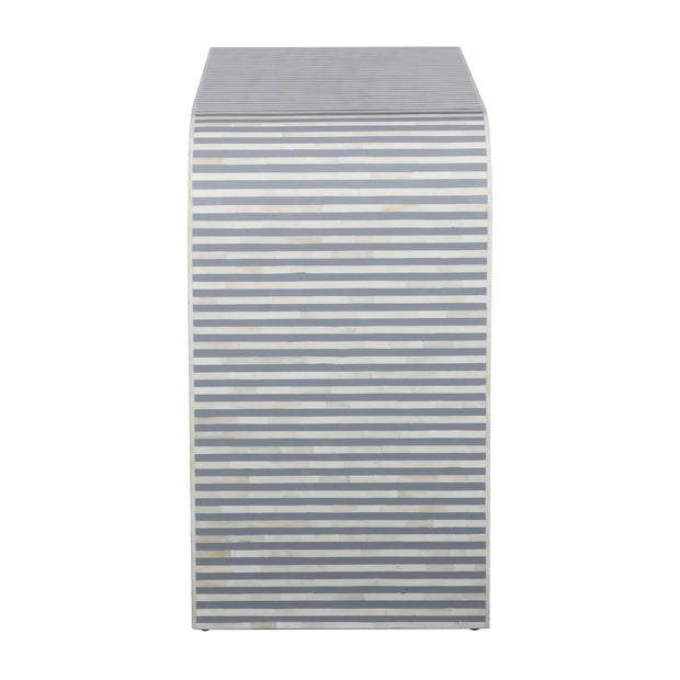 Bone Inlay 4 Drawer Chest of Drawers - Waterfall / Curved - Grey