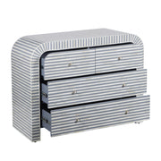 Bone Inlay 4 Drawer Chest of Drawers - Waterfall / Curved - Grey