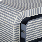 Bone Inlay 4 Drawer Chest of Drawers - Waterfall / Curved - Grey