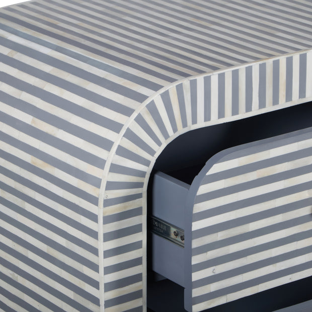Bone Inlay 4 Drawer Chest of Drawers - Waterfall / Curved - Grey