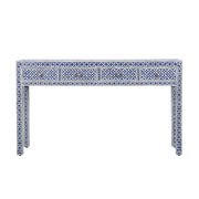 Bone Inlay 4 Drawer Hall Table or Side Table -  Indigo Blue