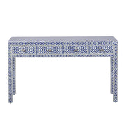 Bone Inlay 4 Drawer Hall Table or Side Table -  Indigo Blue