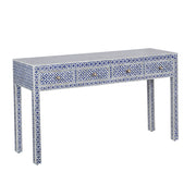 Bone Inlay 4 Drawer Hall Table or Side Table -  Indigo Blue