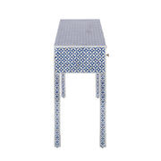Bone Inlay 4 Drawer Hall Table or Side Table -  Indigo Blue