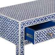 Bone Inlay 4 Drawer Hall Table or Side Table -  Indigo Blue